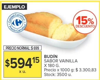 Carrefour Market BUDÍN SABOR VAINILLA X 180G oferta