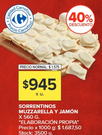 SORRENTINOS MUZZARELLA Y JAMÓN X 560 G