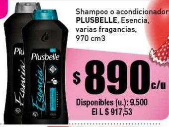 Cooperativa Obrera PLUSBELLE Shampoo o acondicionador Esencia varias fragancias 970 cm3 oferta