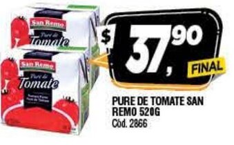 Supermercados Yaguar Pure De Tomate San Remo 520g oferta