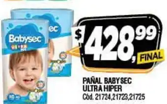 Supermercados Yaguar Pañal Babysec Ultra Hiper oferta