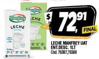 Supermercados Yaguar Leche Manfrey Uat Ent. Desc. 1Lt oferta