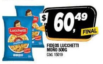 Supermercados Yaguar Fideos Lucchetti Mono 500g oferta