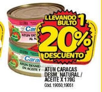 Supermercados Yaguar Atun Caracas Desm. Natural/Aceite x 170g oferta