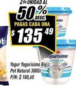 Supermercados Comodin Yogur Yogurisimo Big Pot Natural 300gr oferta
