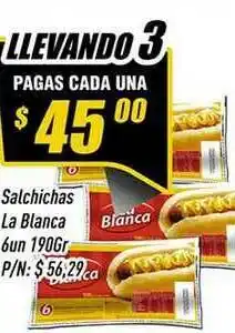 Supermercados Comodin Salchichas La Blanca 6un 190gr oferta