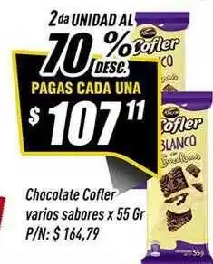 Supermercados Comodin Chocolate Cofler Varios Sabores x 55gr oferta