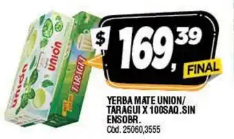 Supermercados Yaguar Union Yerba Mate Taragui x 100Saq.Sin Ensobr. oferta