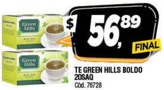 Supermercados Yaguar Te Green Hills Boldo 20saq oferta
