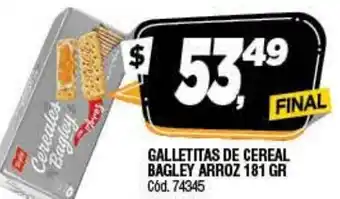 Supermercados Yaguar Cereal Bagley Galletitas De Arroz 181gr oferta