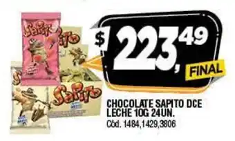 Sapito Chocolate DCE Leche 10g 24un