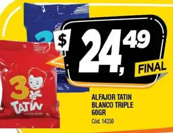 Supermercados Yaguar Alfajor Tatin Blanco Triple 60gr oferta