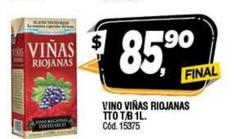 Supermercados Yaguar Viñas Vino Riojanas TTO T/B 1L oferta