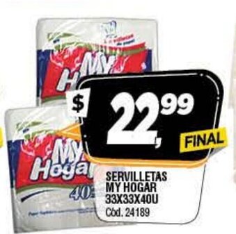 Supermercados Yaguar My Hogar Servilletas 33x33x40u oferta