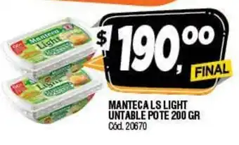Supermercados Yaguar Manteca Ls Light Untable Pote 200gr oferta