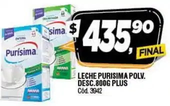 Supermercados Yaguar Purisima Leche Polv. Desc. 800g Plus oferta