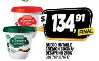Supermercados Yaguar Cremon Queso Untable Cocina/Desayuno 280g oferta