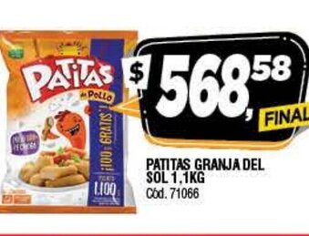 Supermercados Yaguar Patitas Granja Del Sol 1,1kg oferta