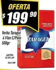 Supermercados Comodin Yerba Taragui 4 Flex C Palo 500gr oferta