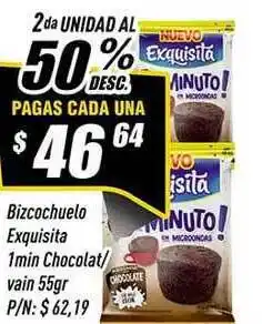 Bizcochuelo Exquisita 1min Chocolat Vain 55gr