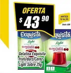Supermercados Comodin Gelatina Exquisita Fruti Durz Cerez Light Sobre 25g oferta