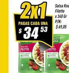 Supermercados Comodin Salsa Knorr Filetto x 340gr oferta