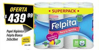 Supermercados Comodin Papel Higiénico Felpita Blanco 24ux30mt oferta
