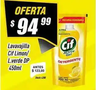 Cif Lavavajilla Limon L. Verde Dp 450ml