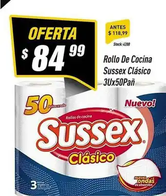 Supermercados Comodin Rollo De Cocina Sussex Clásico 3ux50Paños oferta