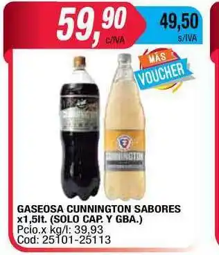 Maxiconsumo Gaseosa Cunninghton Sabores x 1,5lt oferta