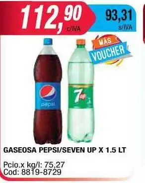 Maxiconsumo Gaseosa Pepsi Seven Up x 1,5lt oferta