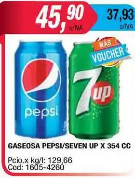 Maxiconsumo Gaseosa Pepsi Seven Up x 354cc oferta
