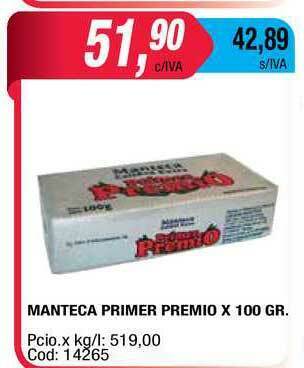 Maxiconsumo Manteca Primer Premio x 100gr oferta