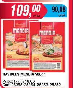 Maxiconsumo Ravioles Mendia 500gr oferta