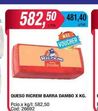 Maxiconsumo Queso Ricrem Barra Dambo oferta