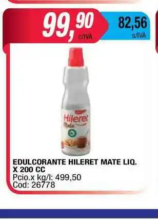 Maxiconsumo Edulcorante Hileret Mate Liq. x 200cc oferta