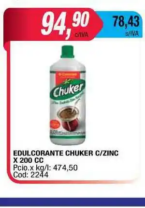 Maxiconsumo Edulcorante Chuker C Zinc x 200cc oferta