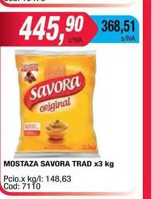 Maxiconsumo Mostaza Savora Trad x 3kg oferta