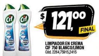 Supermercados Yaguar CIF Limpiador En Crema 750 Blanco/Limon oferta