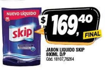 Supermercados Yaguar Skip Jabon Liquido 800ml D/P oferta