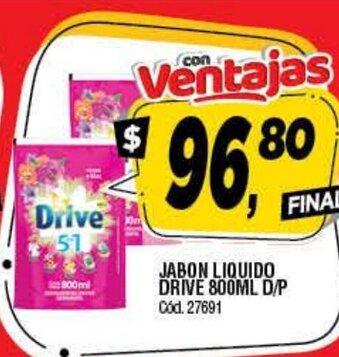 Supermercados Yaguar Drive Jabon Liquido 800ml D/P oferta