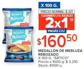 Carrefour MEDALLÓN DE MERLUZA REBOZADO X 100 G. "ÁRTICO" oferta