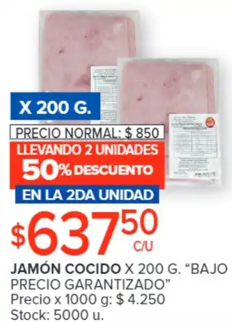 Carrefour JAMÓN COCIDO X 200 G. "BAJO PRECIO GARANTIZADO" oferta