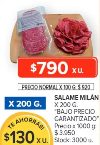 Carrefour SALAME MILÁN X 200 G. "BAJO PRECIO GARANTIZADO" oferta