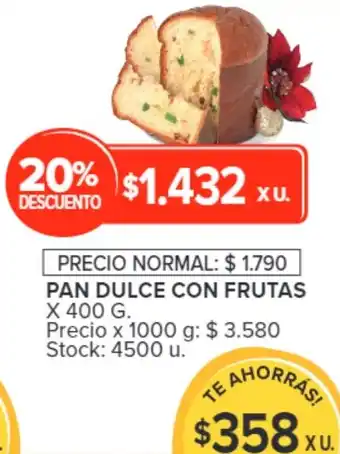 Carrefour PAN DULCE CON FRUTAS X 400 G. oferta
