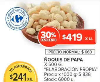 Carrefour ÑOQUIS DE PAPA X 500 G. "ELABORACIÓN PROPIA" oferta