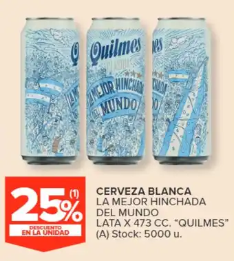 Carrefour CERVEZA BLANCA LA MEJOR HINCHADA DEL MUNDO LATA X 473 CC. "QUILMES" oferta