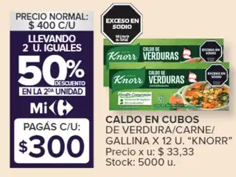 Carrefour CALDO EN CUBOS DE VERDURA/CARNE/ GALLINA X 12 U. "KNORR" oferta