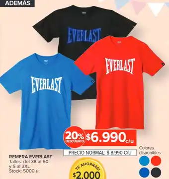 REMERA EVERLAST Talles: del 38 al 50 y S al 3XL