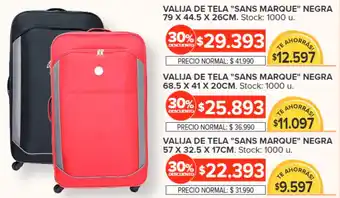 Carrefour VALIJA DE TELA "SANS MARQUE" NEGRA 79 X 44.5 X 26CM. oferta